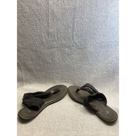 SANUK Women Sz 9 Lot Of 2 Black White Striped Cloth Straps Flat SANDALS Slip On - Picture 10 of 12